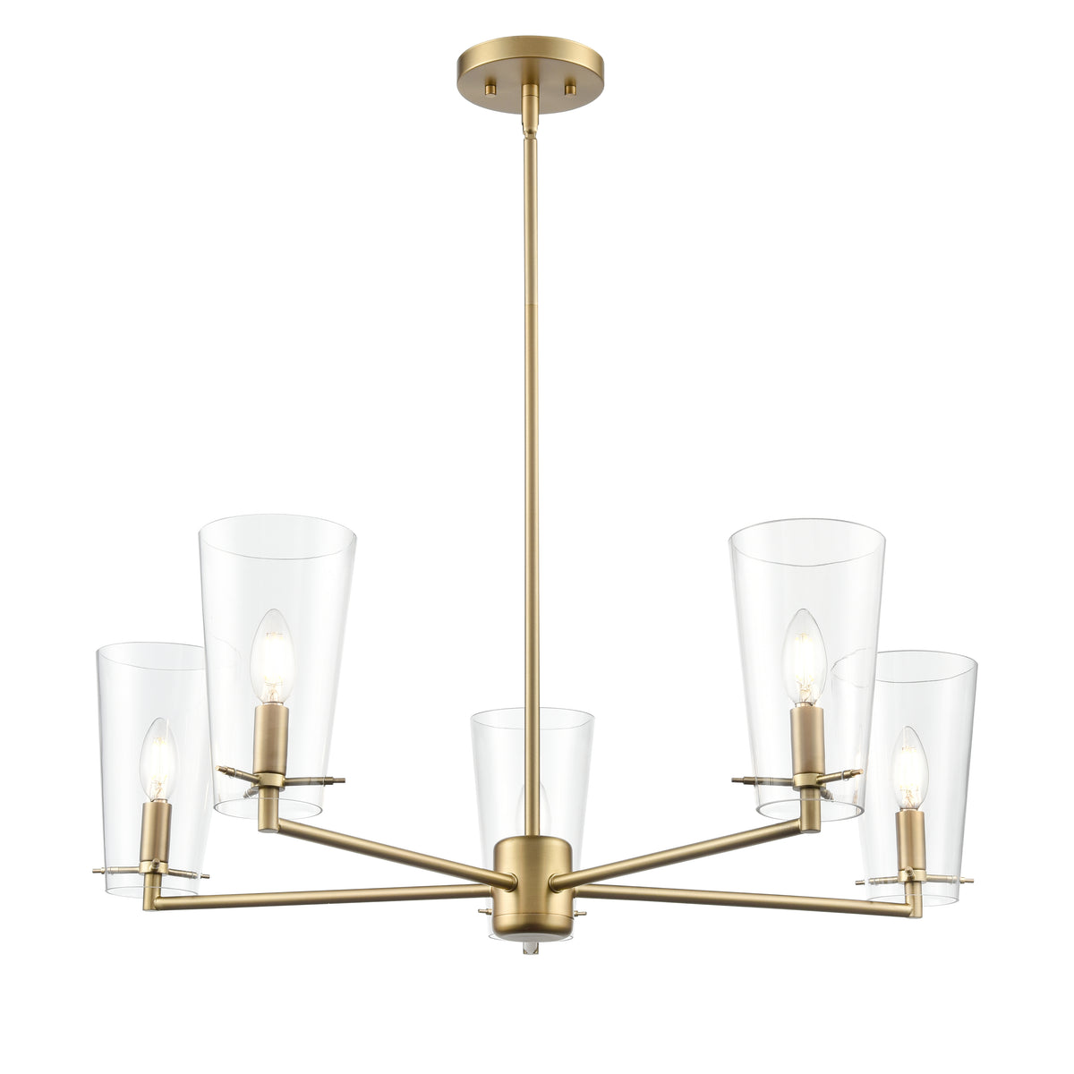 10'' Maccan Vintage Brass 5 Light Chandelier