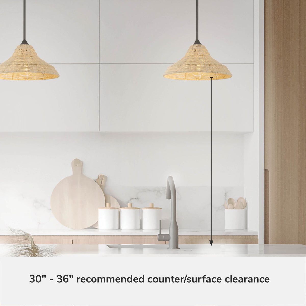 Agoura 14-inch 1-light Matte Black Pendant with Natural Rattan Shade