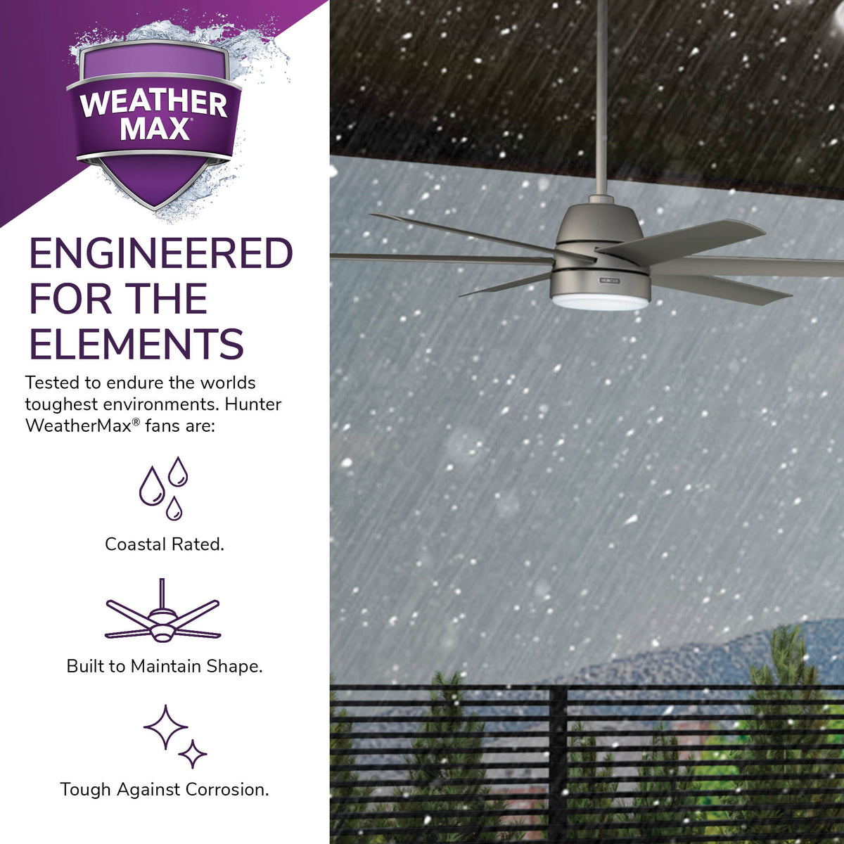 60 inch Skysail ENERGY STAR® Matte Silver WeatherMax Indoor / Outdoor Ceiling Fan with LED Light Kit and Wall Control