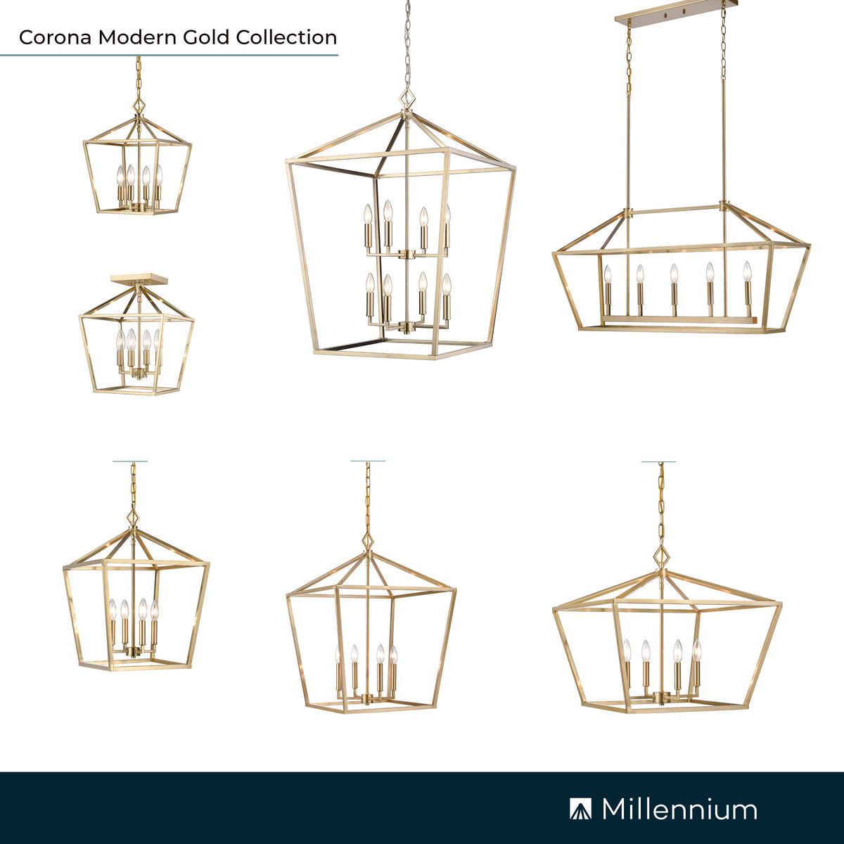 18'' Corona Modern Gold 4 Light Pendant