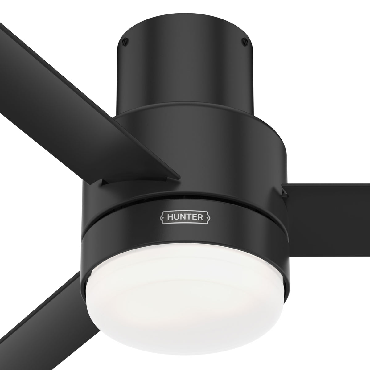 52 inch Gilmour Matte Black Low Profile Damp Rated Ceiling Fan with LED Light Kit and Handheld Remote