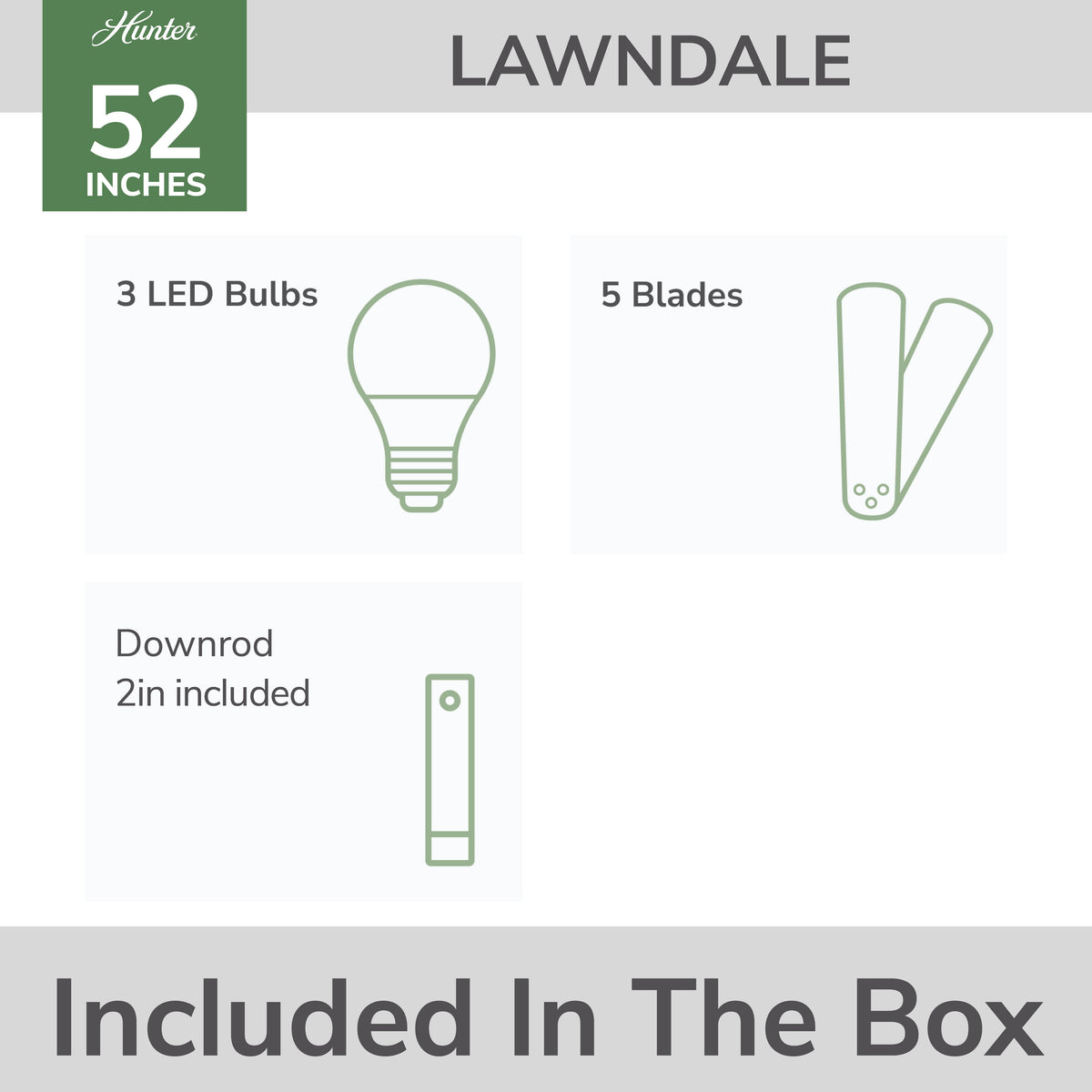 52 inch Lawndale Matte Black Damp Rated Ceiling Fan with LED Light Kit and Pull Chain