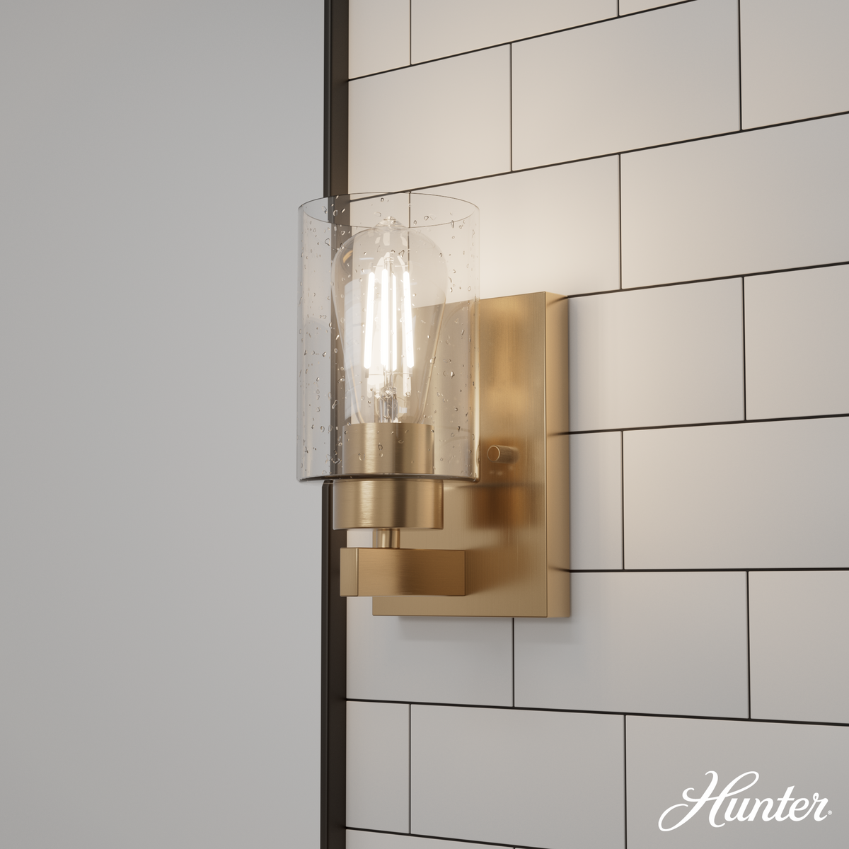 Hartland 9-inch 1-light Alturas Gold Wall Sconce with Seeded Glass