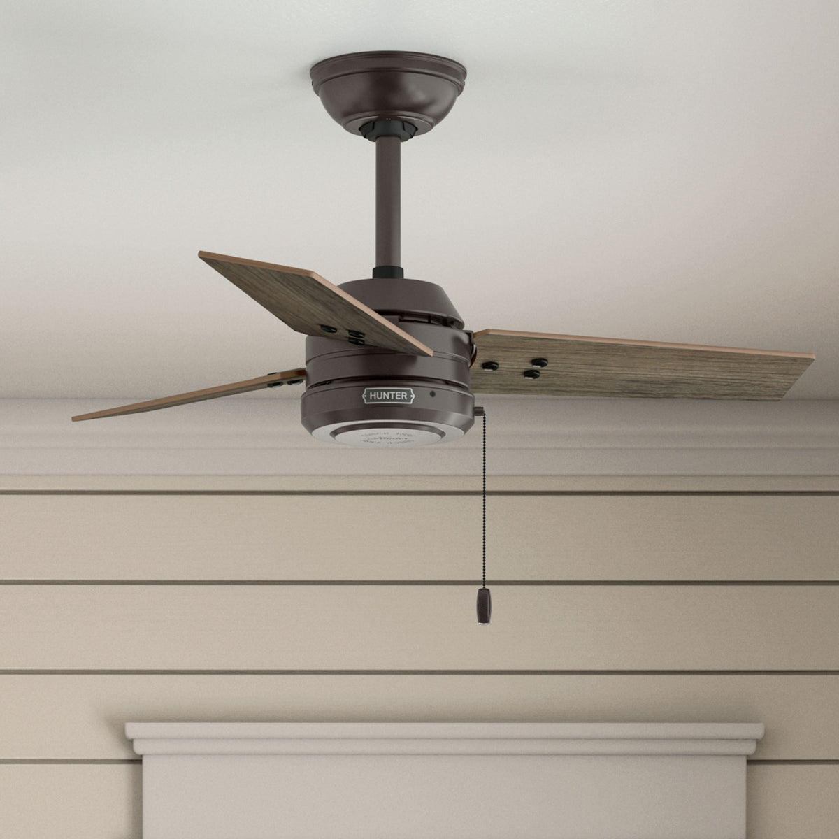36 inch Cassius Noble Bronze Damp Rated Ceiling Fan and Pull Chain