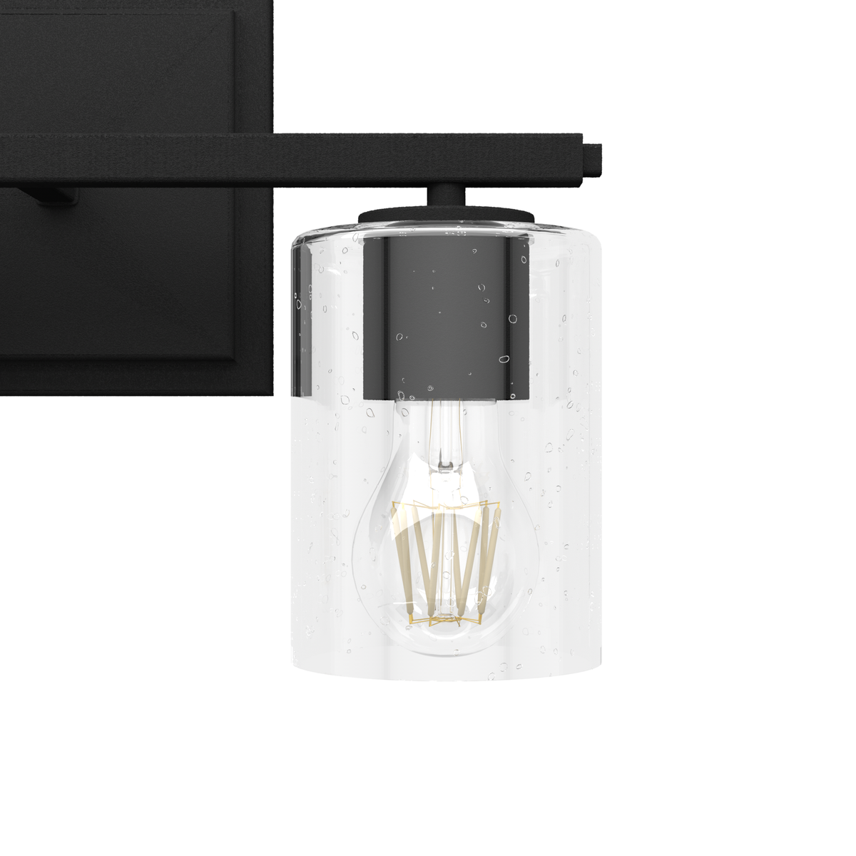 Kerrison 12-inch 3-light Natural Black Iron Vanity Light with Seeded Glass