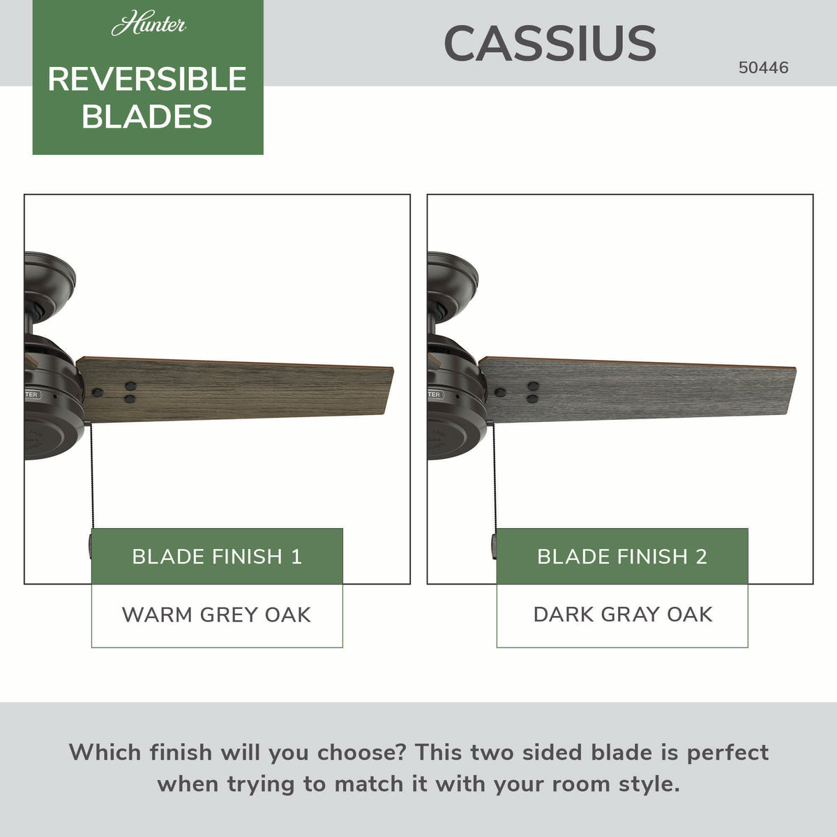 44 inch Cassius Noble Bronze Damp Rated Ceiling Fan and Pull Chain