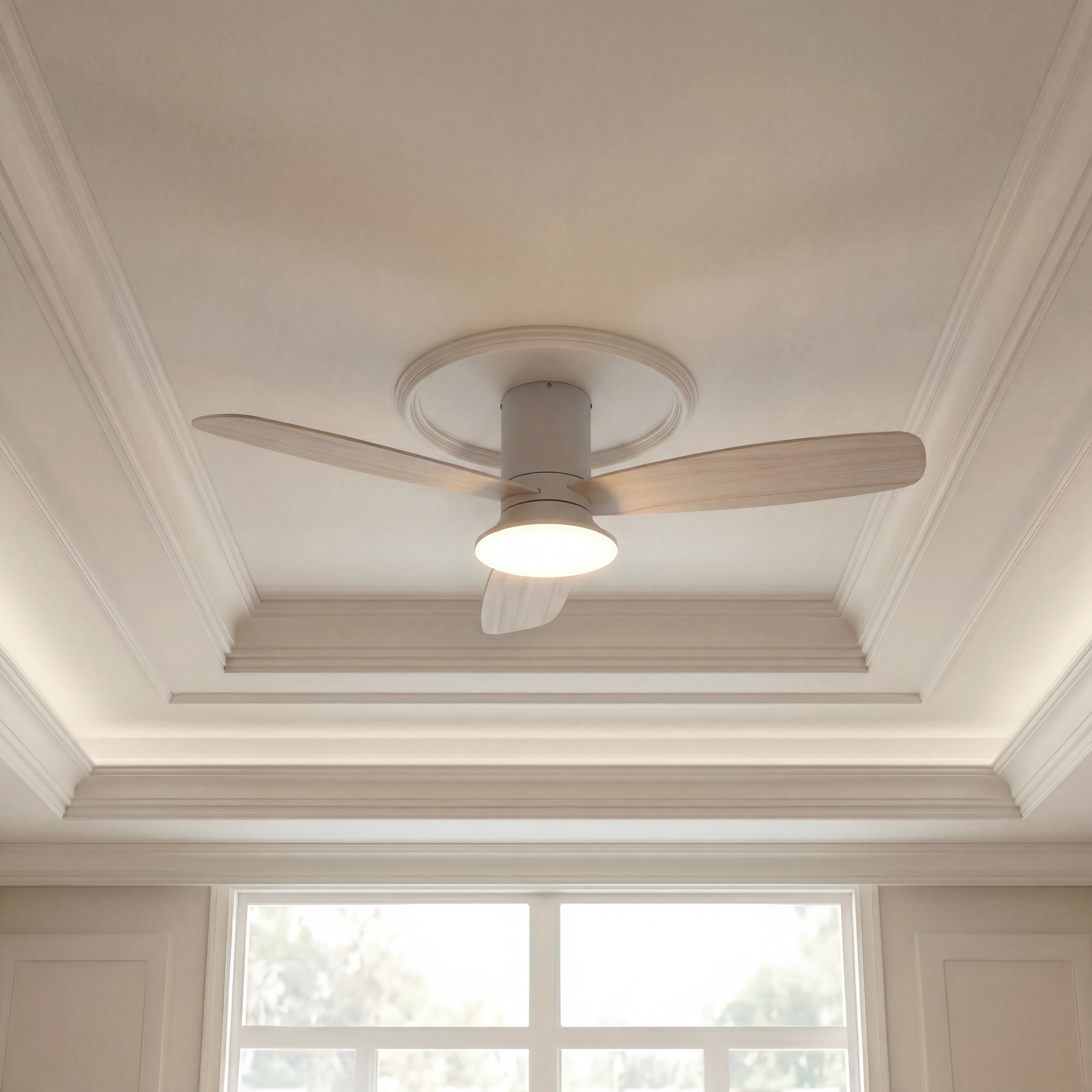 52 Inch 1 Light LED Indoor Outdoor White Ceiling Fan with Remote