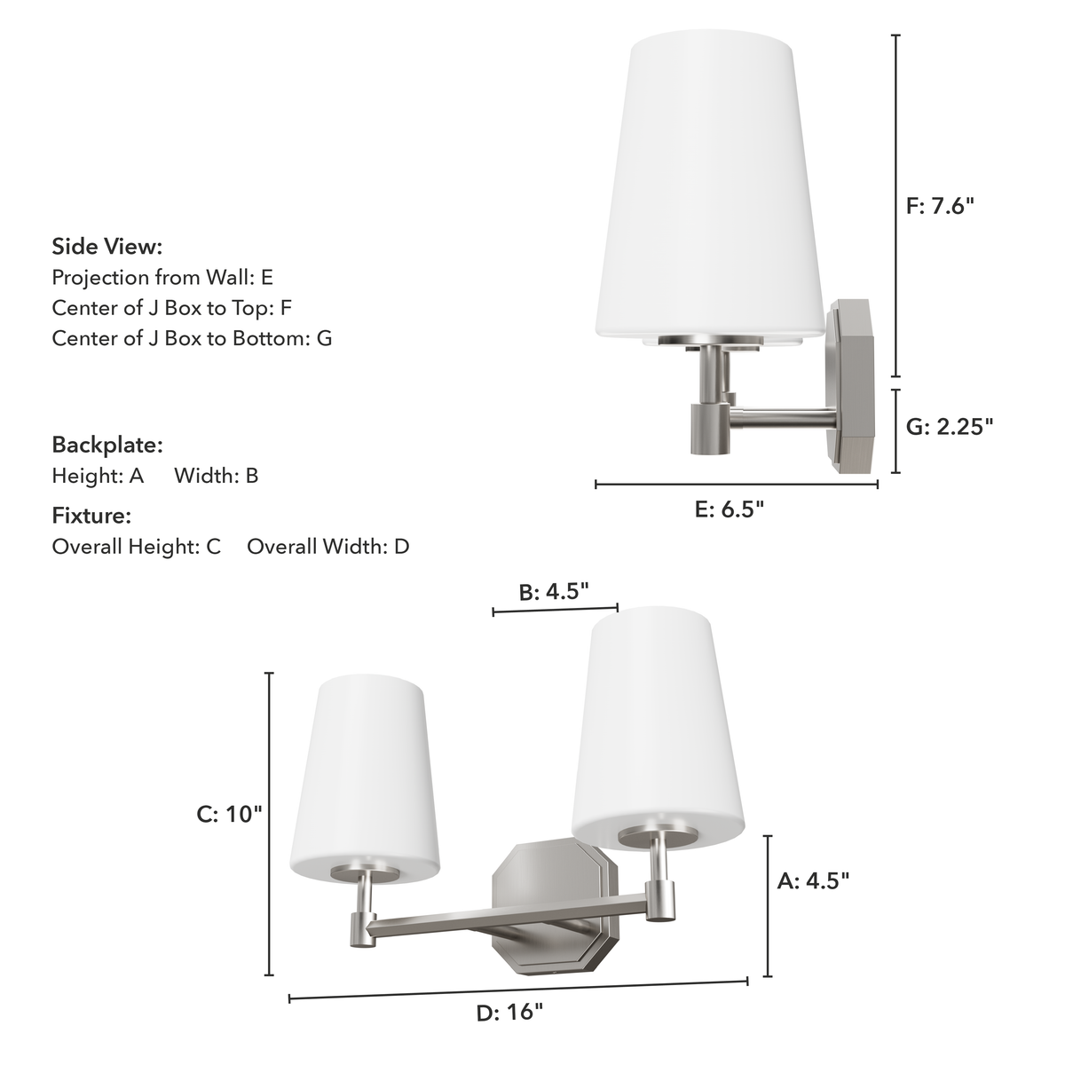 Nolita 16-inch 2-light Brushed Nickel Vanity Light with Cased White Glass