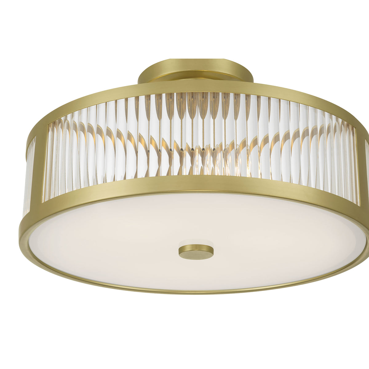 8.75'' Ardezia Vintage BrassClear Ribbed 3 Light Semi-Flush Mount