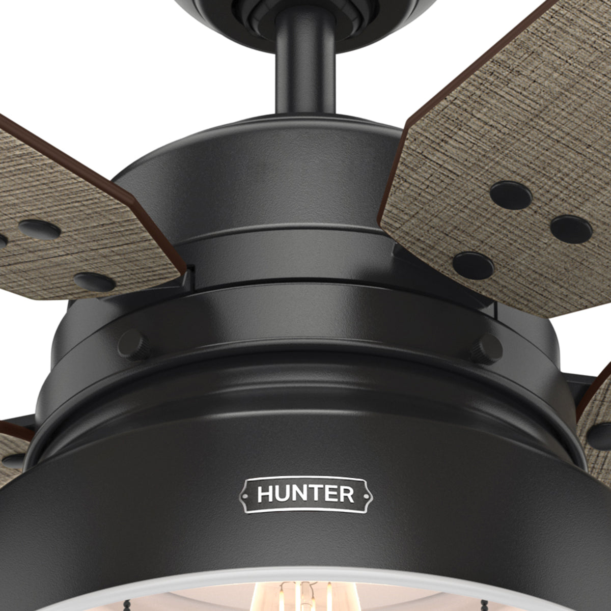 52 inch Mill Valley Matte Black Damp Rated Ceiling Fan with LED Light Kit and Pull Chain