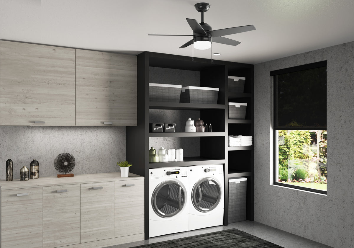 44 inch Bardot Matte Black Ceiling Fan with LED Light Kit and Pull Chain
