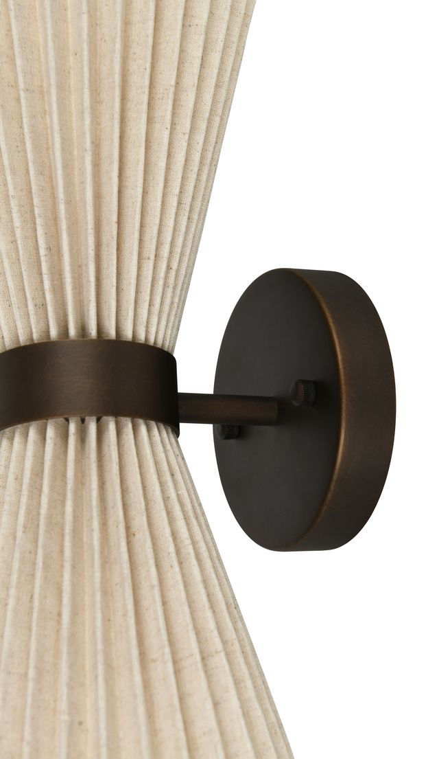 Amore 2 Light Bronze Linen Wall Sconce with Pleated Shades