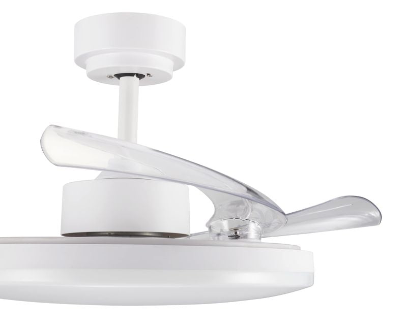 42 Inch White Retractable Blade Ceiling Fan