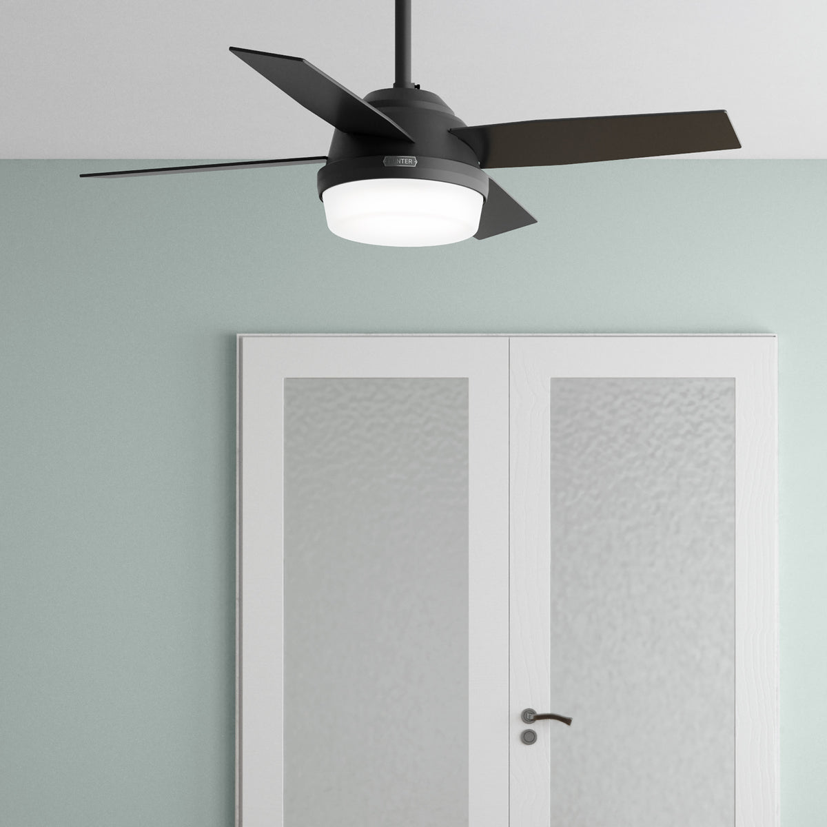 44 inch Dempsey Matte Black Ceiling Fan with LED Light Kit and Handheld Remote