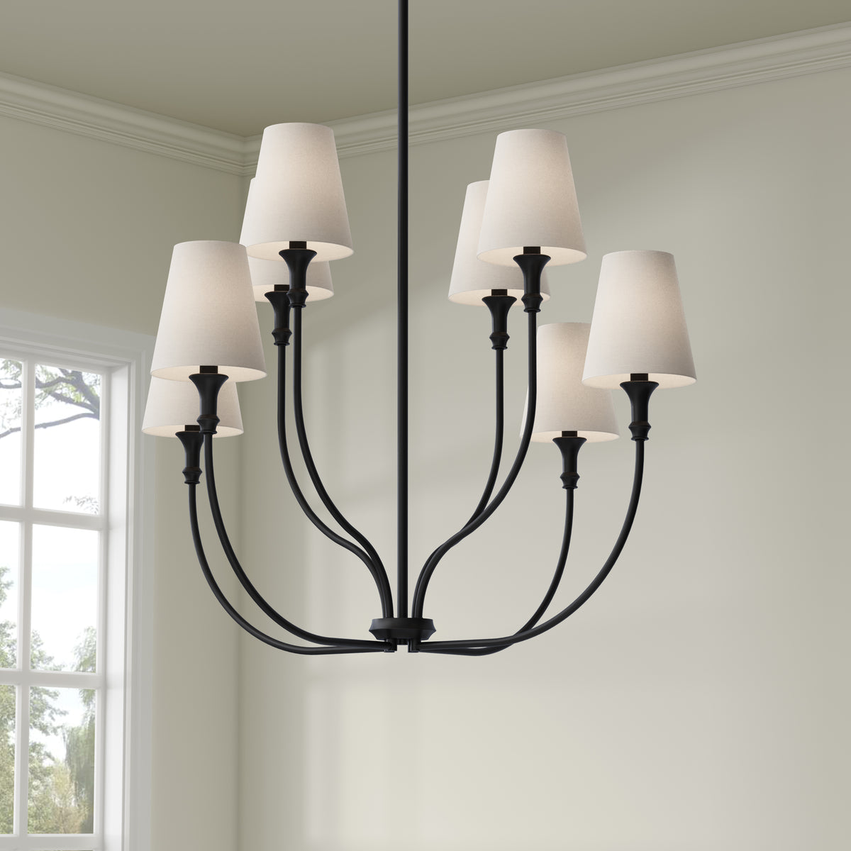 38.25'' Mairbourne Matte Black 8 Light Chandelier