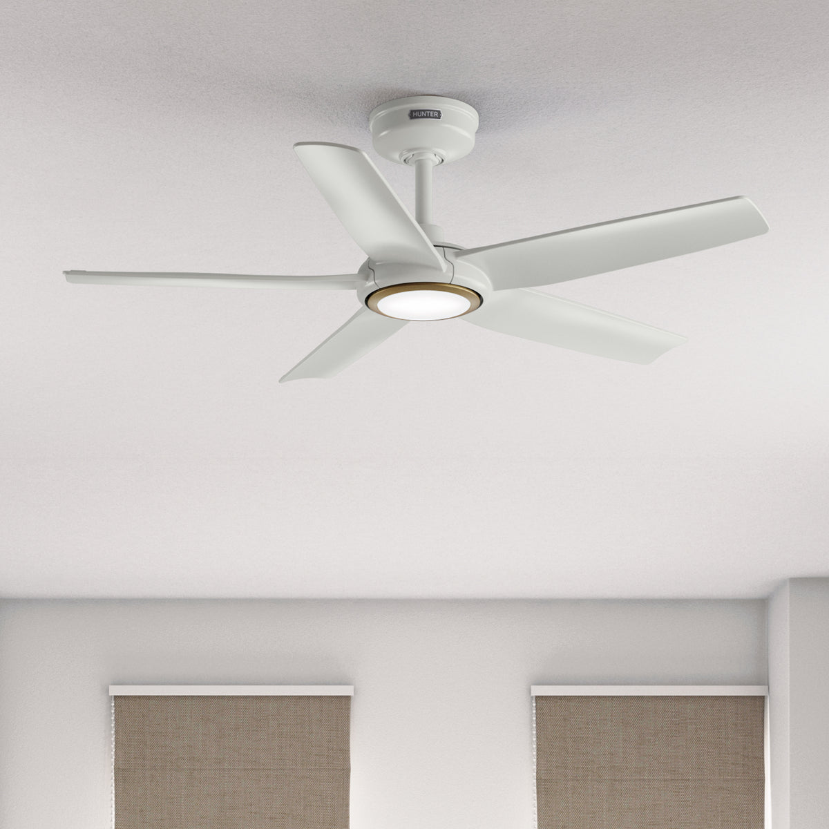44 inch Zentech Wi-Fi ENERGY STAR® Fresh White LED Damp Rated Ceiling Fan Handheld Remote