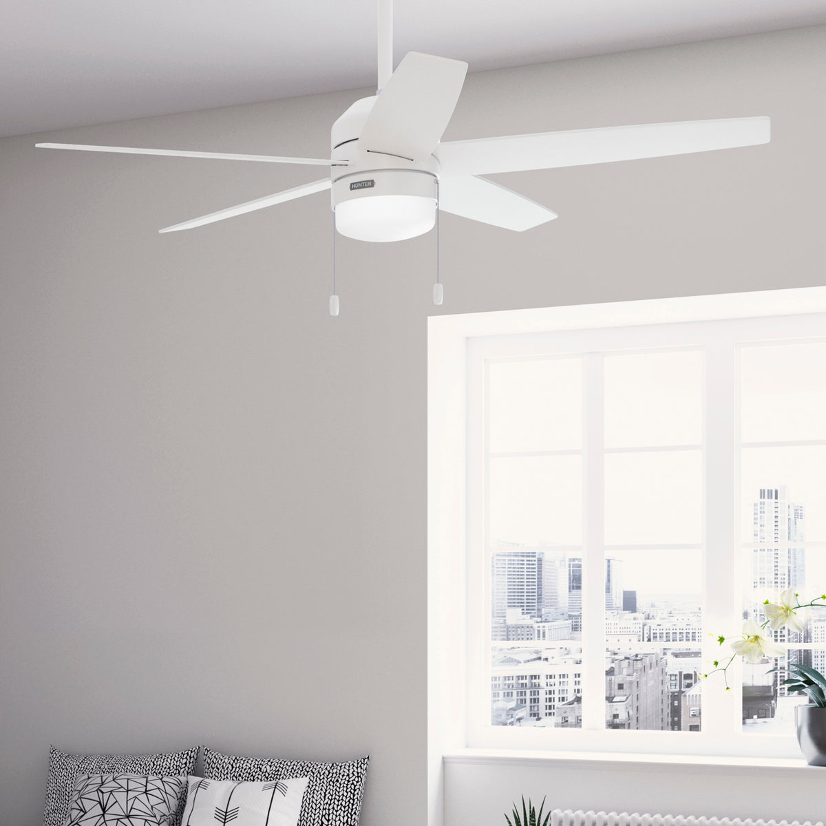 52 inch Bardot Fresh White Ceiling Fan with LED Light Kit and Pull Chain
