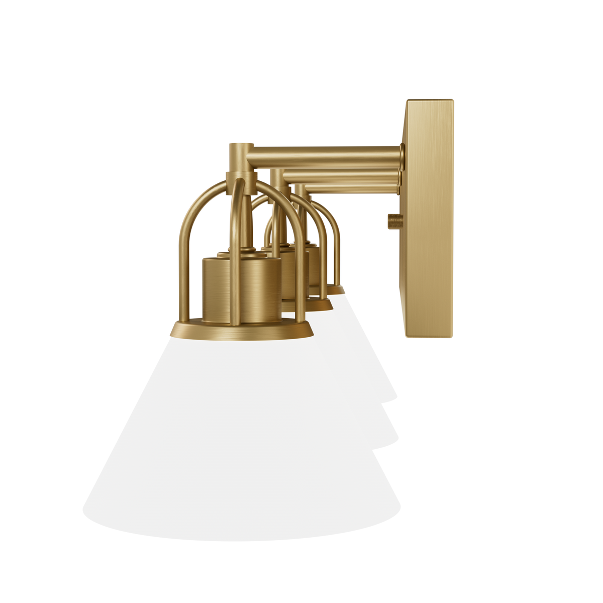 Carrington Isle 27.25-inch 3-light Luxe Gold Vanity Light with Cased White Glass
