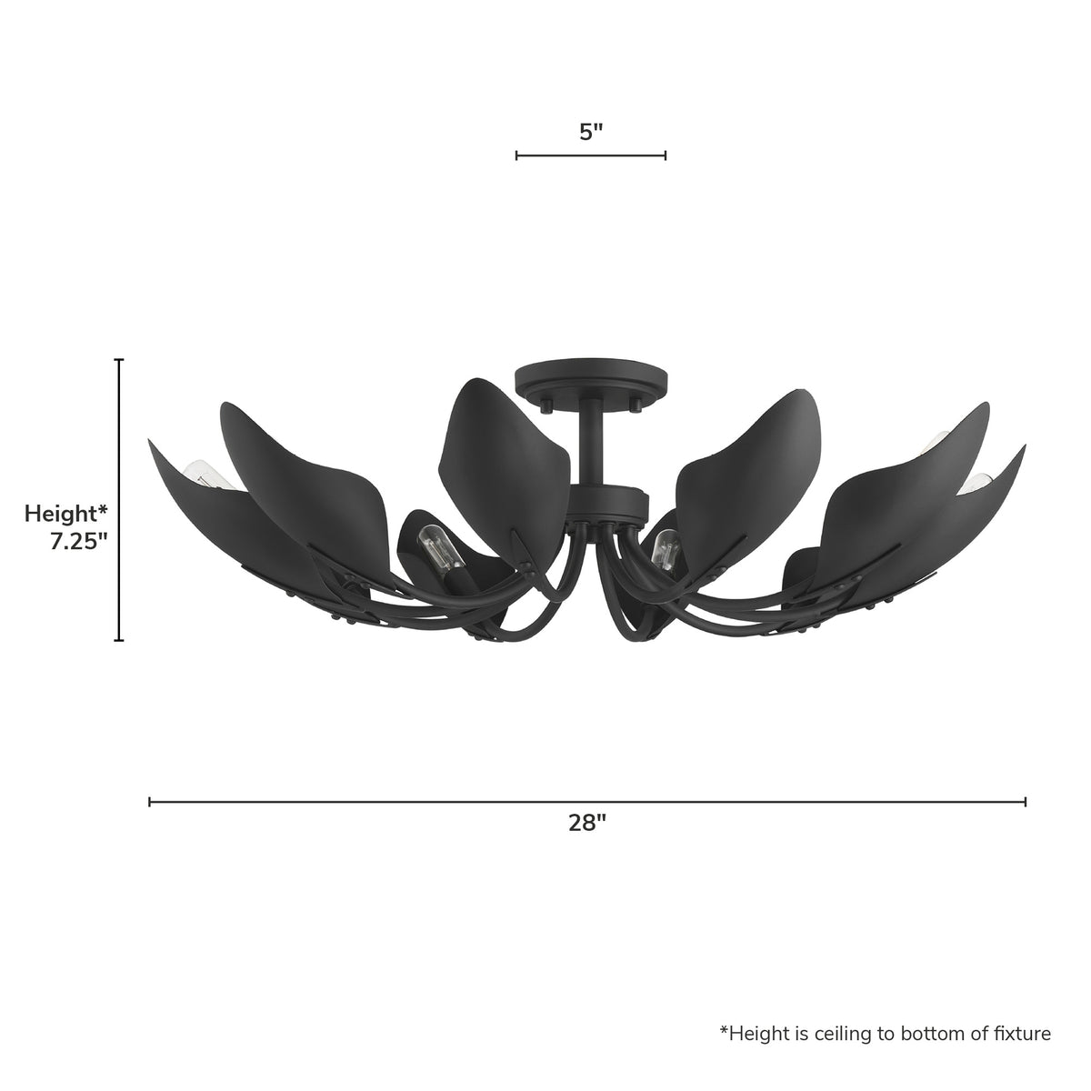 Juneway 28-inch 10-light Matte Black Flush Mount Ceiling Light with Matte Black Metal Shade