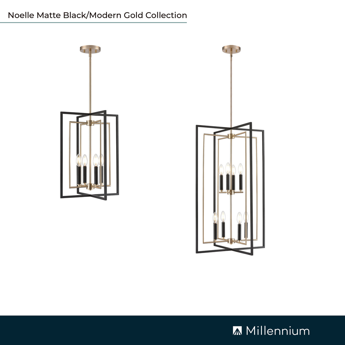 31.75'' Noelle Matte Black/Modern Gold 8 Light Pendant