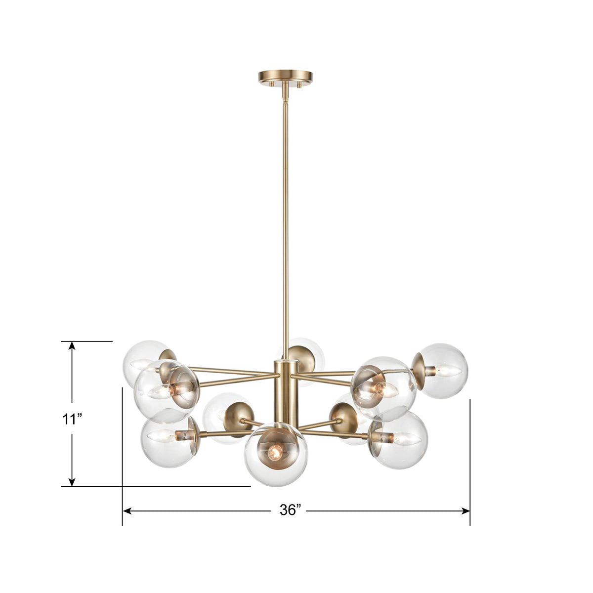 11'' Avell Modern Gold 10 Light Chandelier
