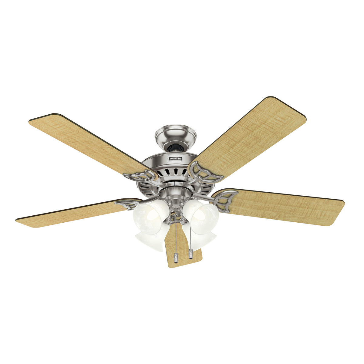 52 inch Studio Series Brushed Nickel Ceiling Fan with LED Light Kit and Pull Chain