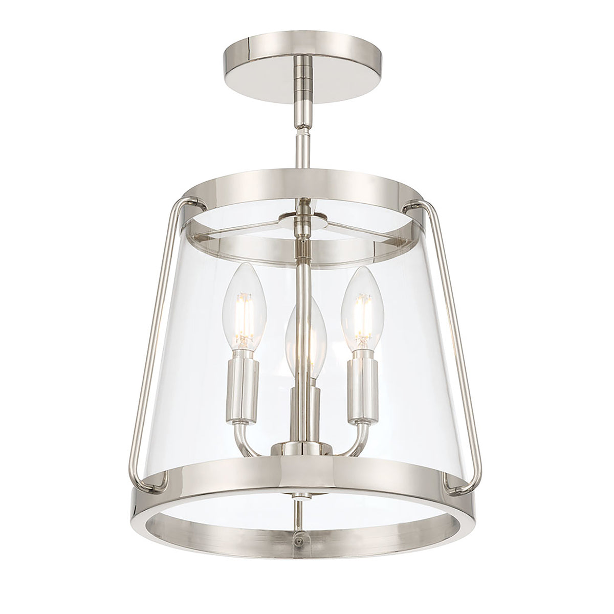15.25'' Adabella Polished NickelClear 3 Light Semi-Flush Mount