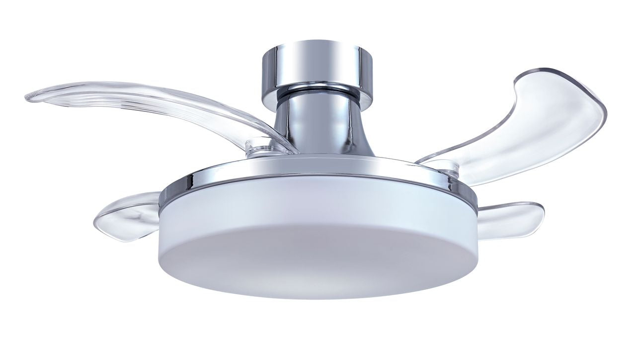 36 Inch Chrome Retractable Blade Ceiling Fan