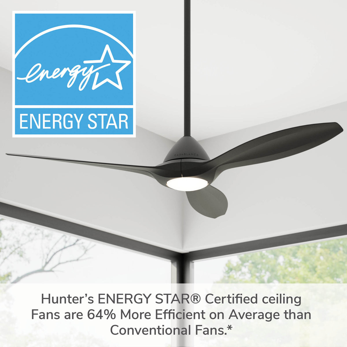 Casablanca 56 inch Surea ENERGY STAR® Matte Black Damp Rated Ceiling Fan with LED Light Kit and Wall Control and Handheld Remote