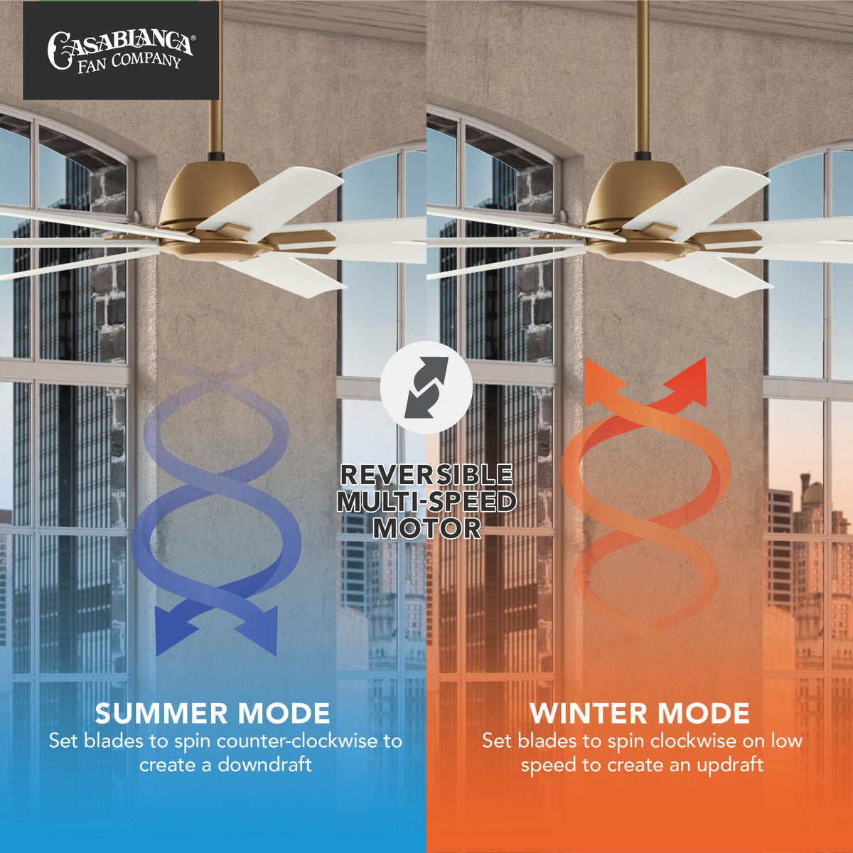 Casablanca 72 inch Bayhaven ENERGY STAR® Alturas Gold Damp Rated Ceiling Fan and Wall Control and Handheld Remote