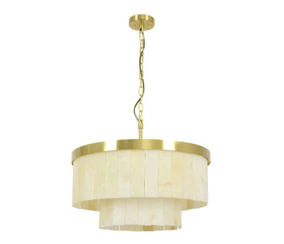 Elora 9 Light Brass Pendant Light with Jade Stone