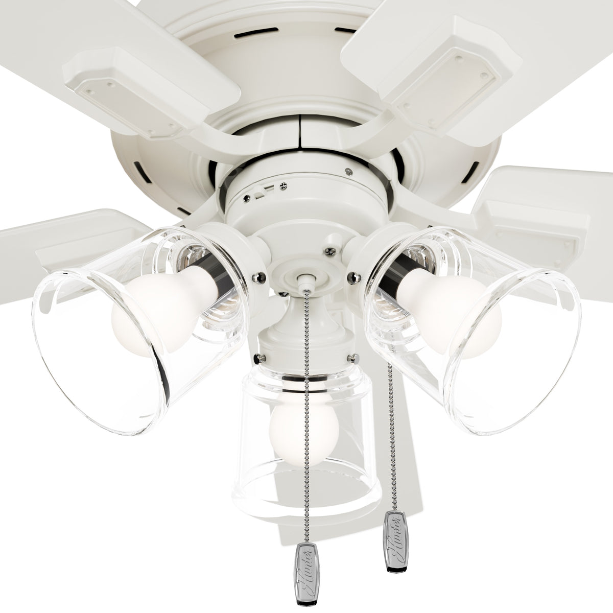 52 inch Crestfield HunterExpress Fresh White Ceiling Fan with LED Light Kit and Pull Chain