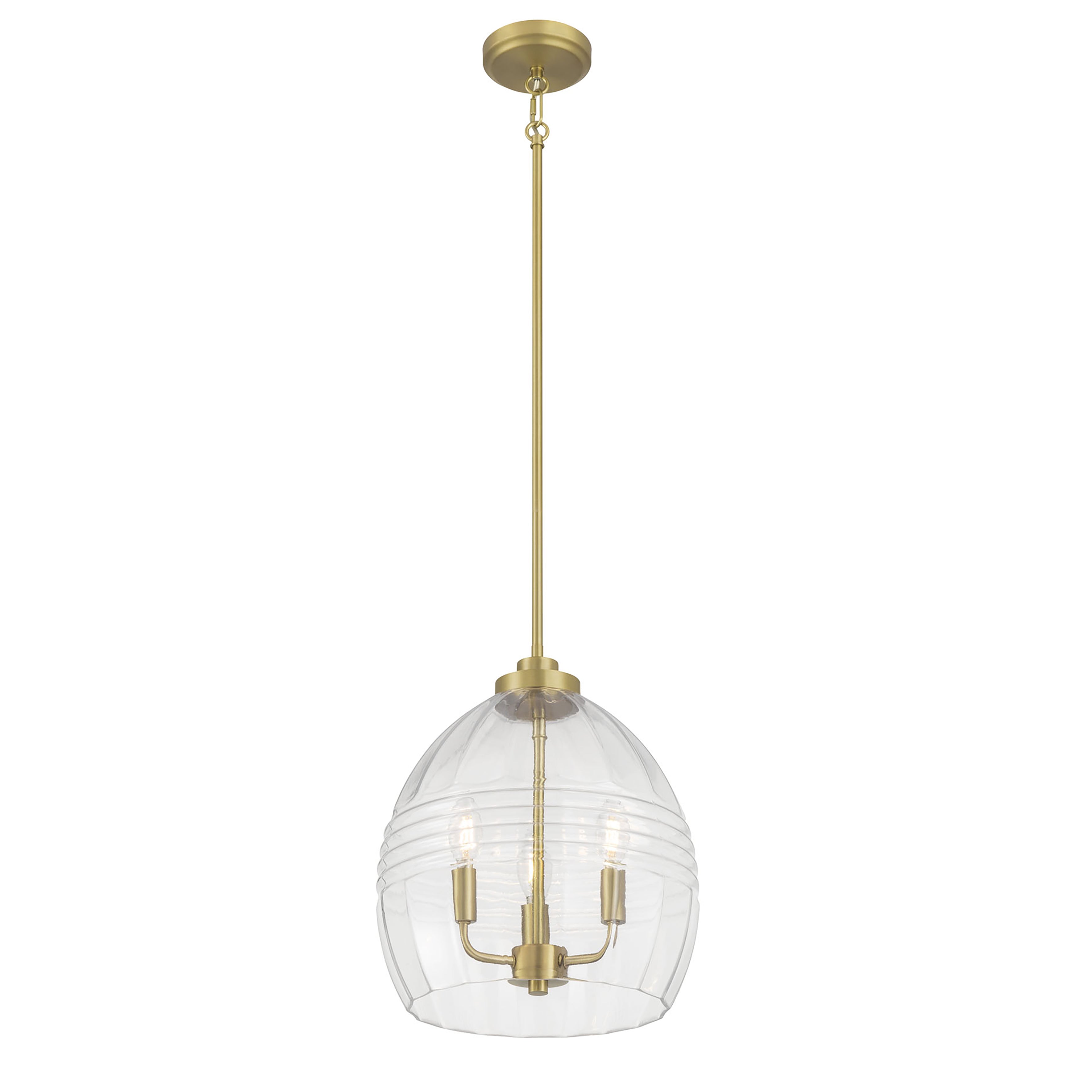 15.25'' Miravelle Vintage Brass 3 Light Pendant