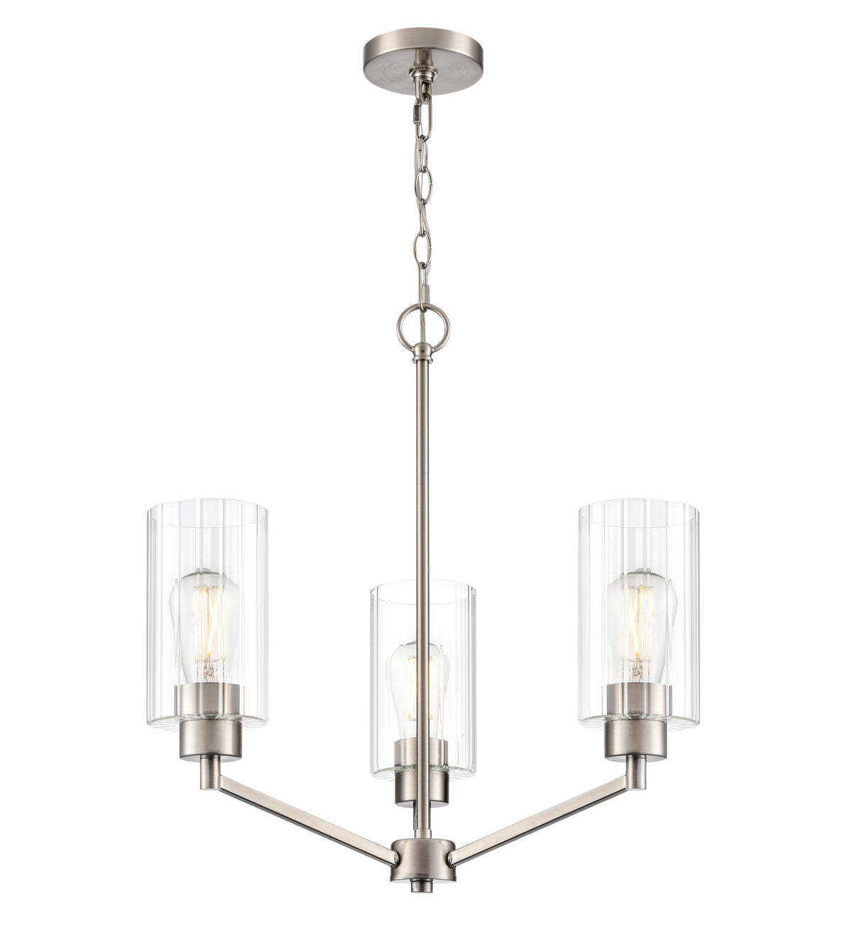 22.25'' Beverlly Brushed Nickel 3 Light Chandelier