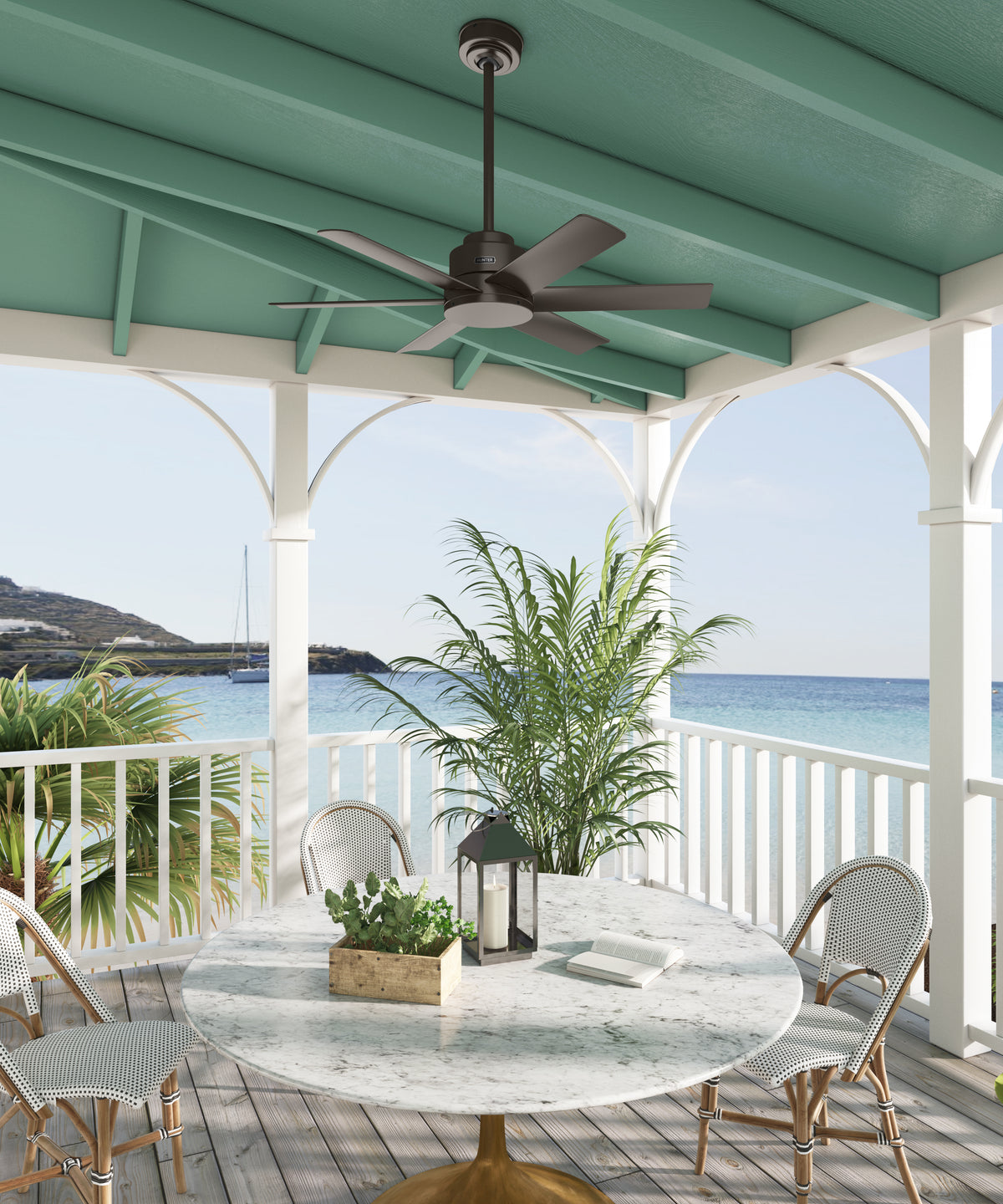 44 inch Kennicott Premier Bronze Damp Rated Ceiling Fan and Wall Control