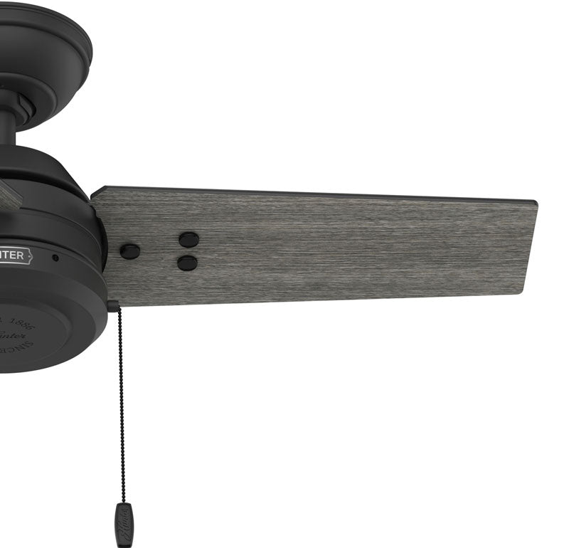 36 inch Cassius Matte Black Damp Rated Ceiling Fan and Pull Chain
