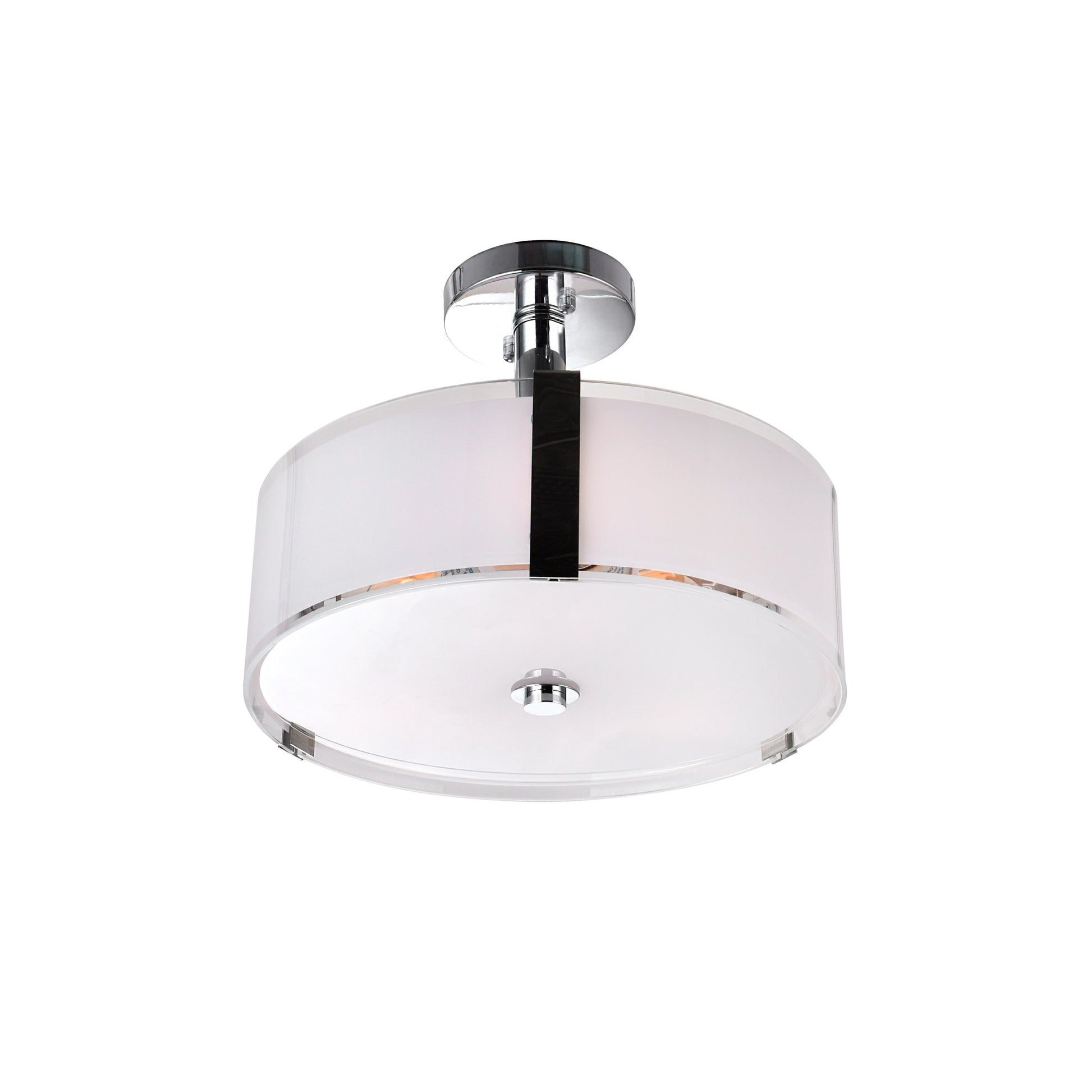 Lucie 3 Light 14in Chrome Flush Mount Round Drum Shade