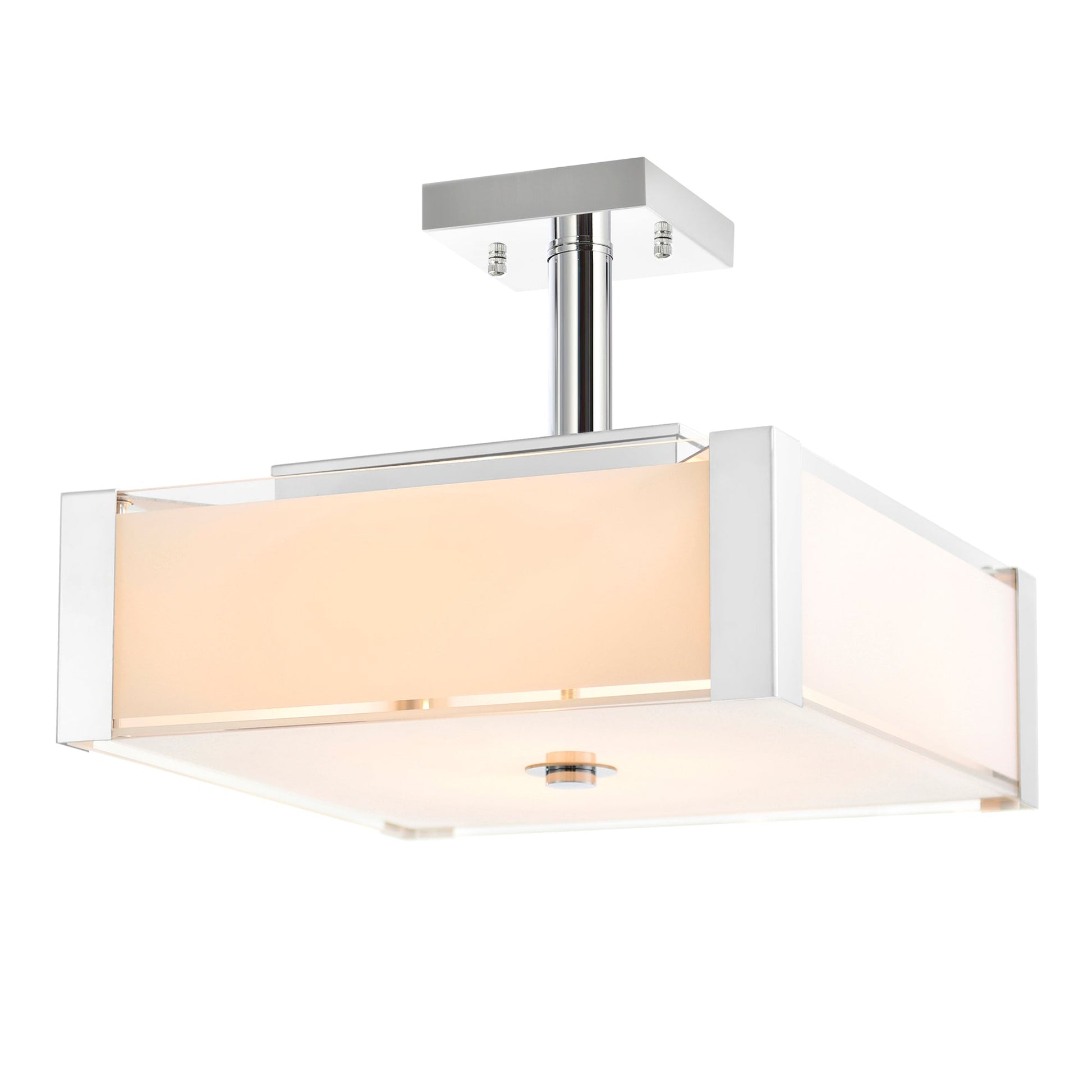 Lucie 3 Light 14in Chrome Flush Mount Square Drum Shade