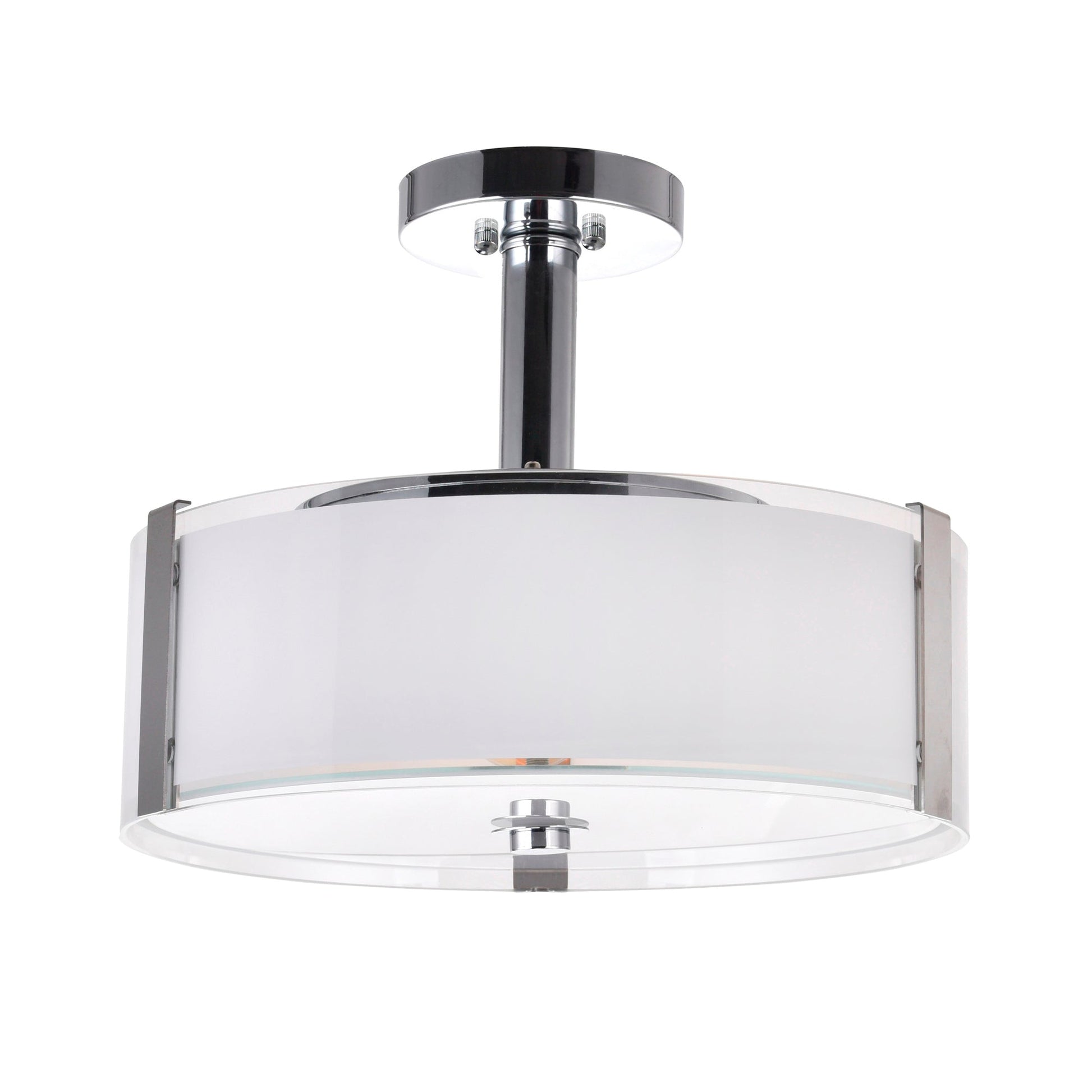 Lucie 4 Light 17in Chrome Flush Mount Round Drum Shade