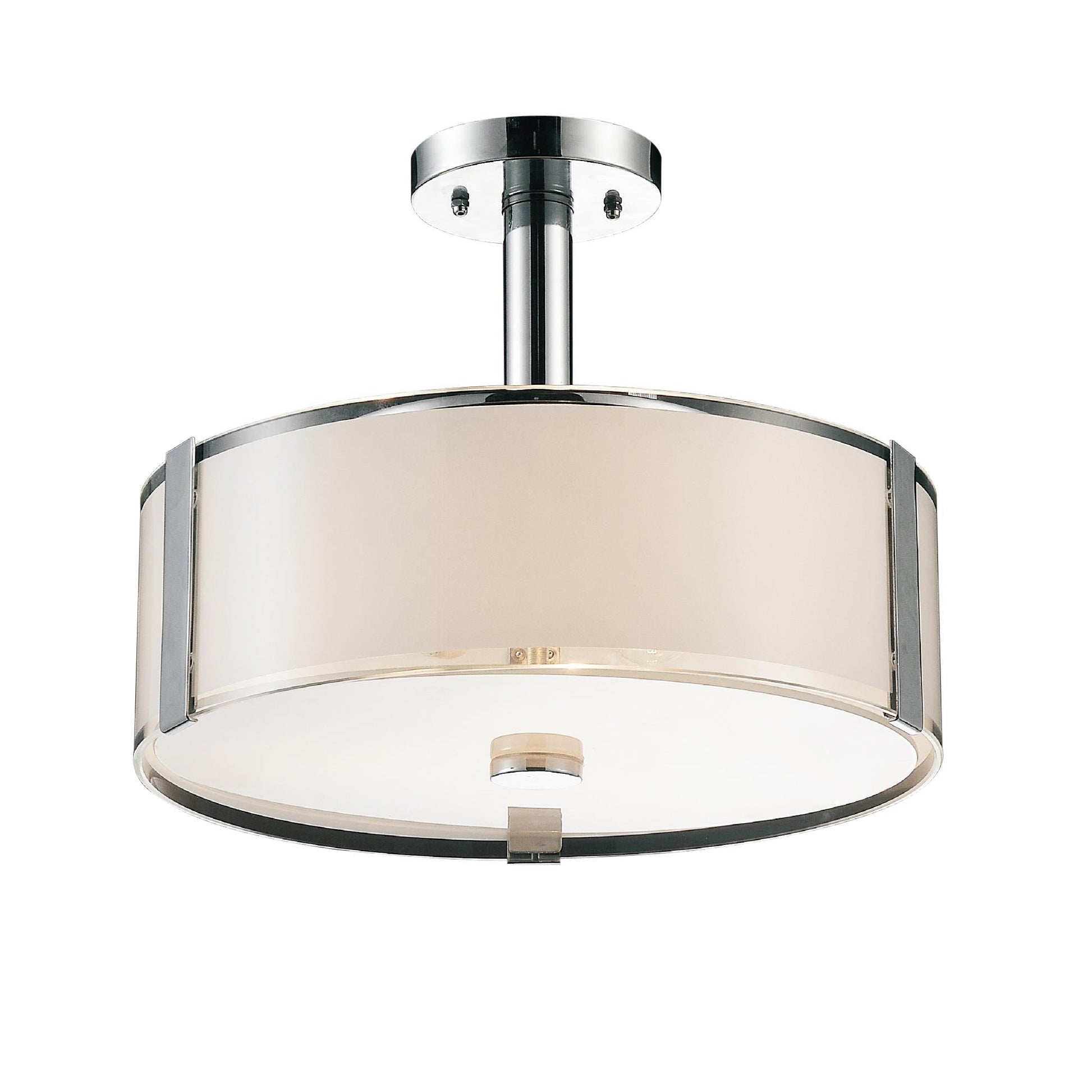 Lucie 4 Light 17in Chrome Flush Mount Round Drum Shade