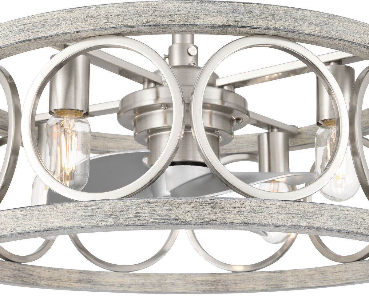 22 inch Haven Fandelier Brushed Nickel Ceiling Fan with Light Kit and Handheld Remote