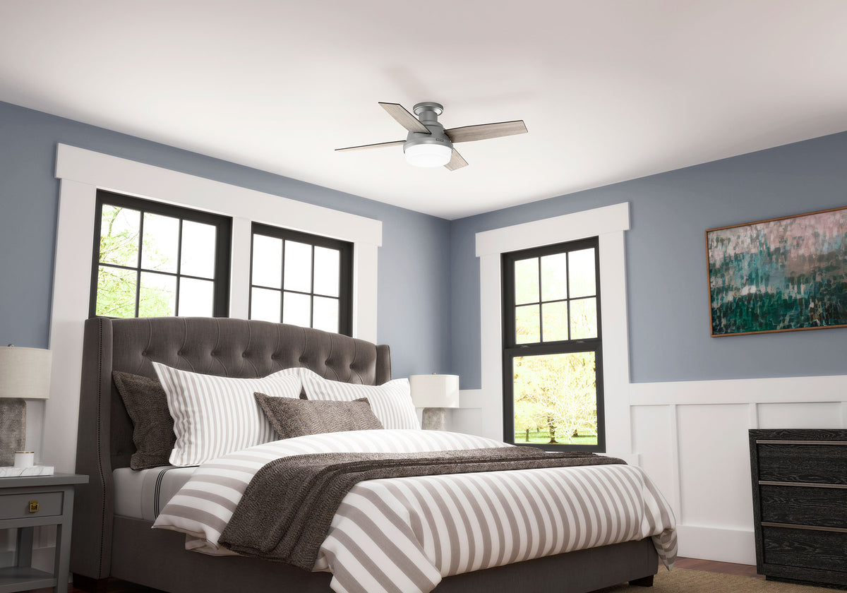 44 inch Dempsey Matte Silver Low Profile Ceiling Fan with LED Light Kit and Handheld Remote