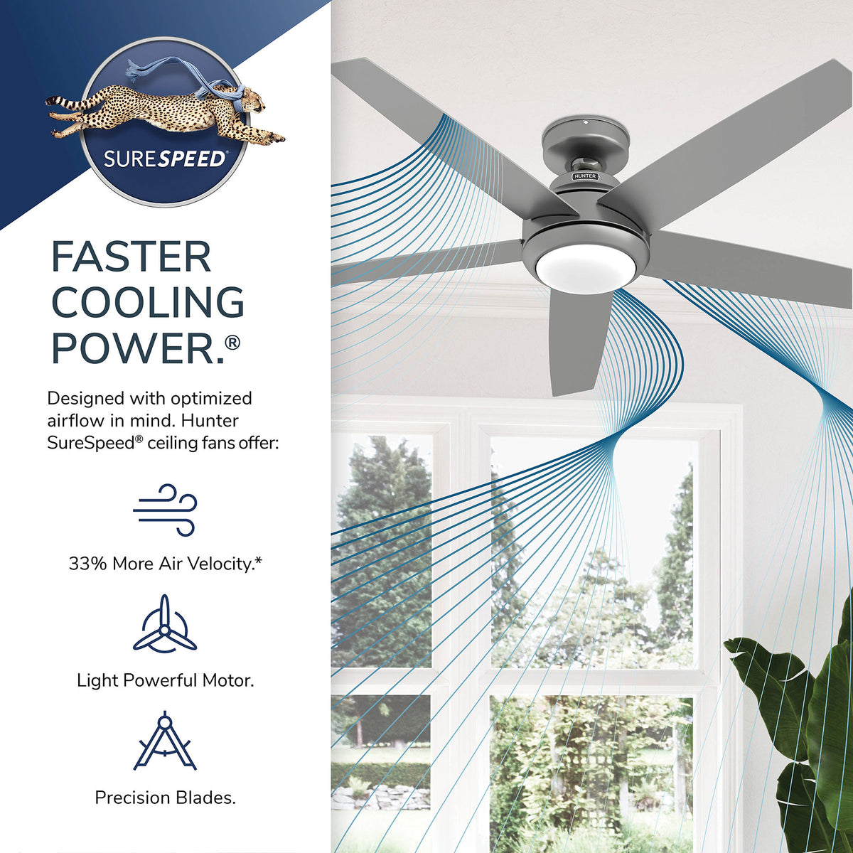 52 inch Zayden Matte Silver Ceiling Fan with LED Light Kit and Handheld Remote
