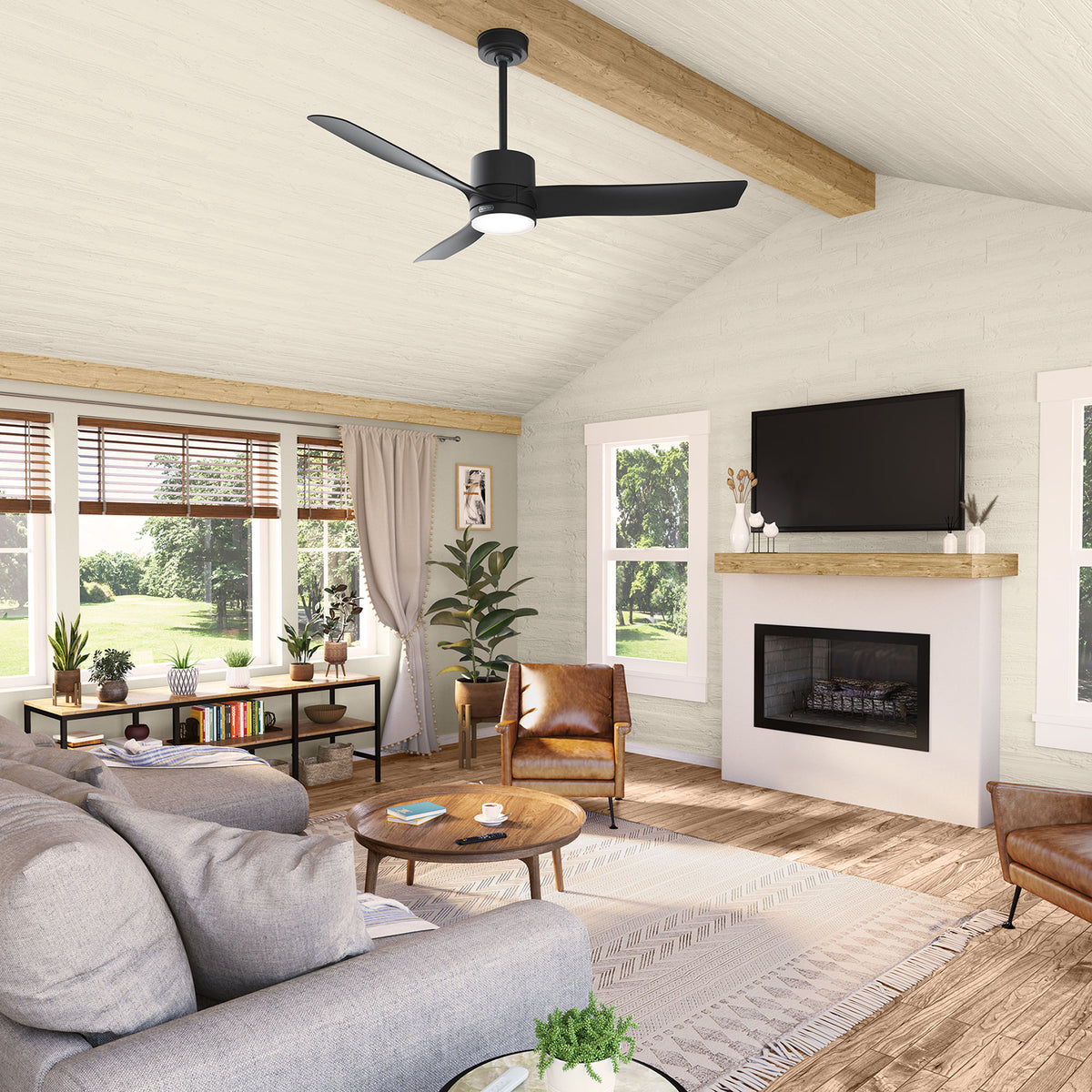 60 inch Bolsa Matte Black Ceiling Fan with LED Light Kit and Handheld Remote