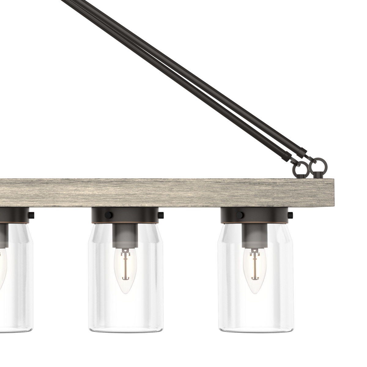 Devon Park 38-inch 5-light Onyx Bengal and Barnwood Linear Chandelier with Clear Glass