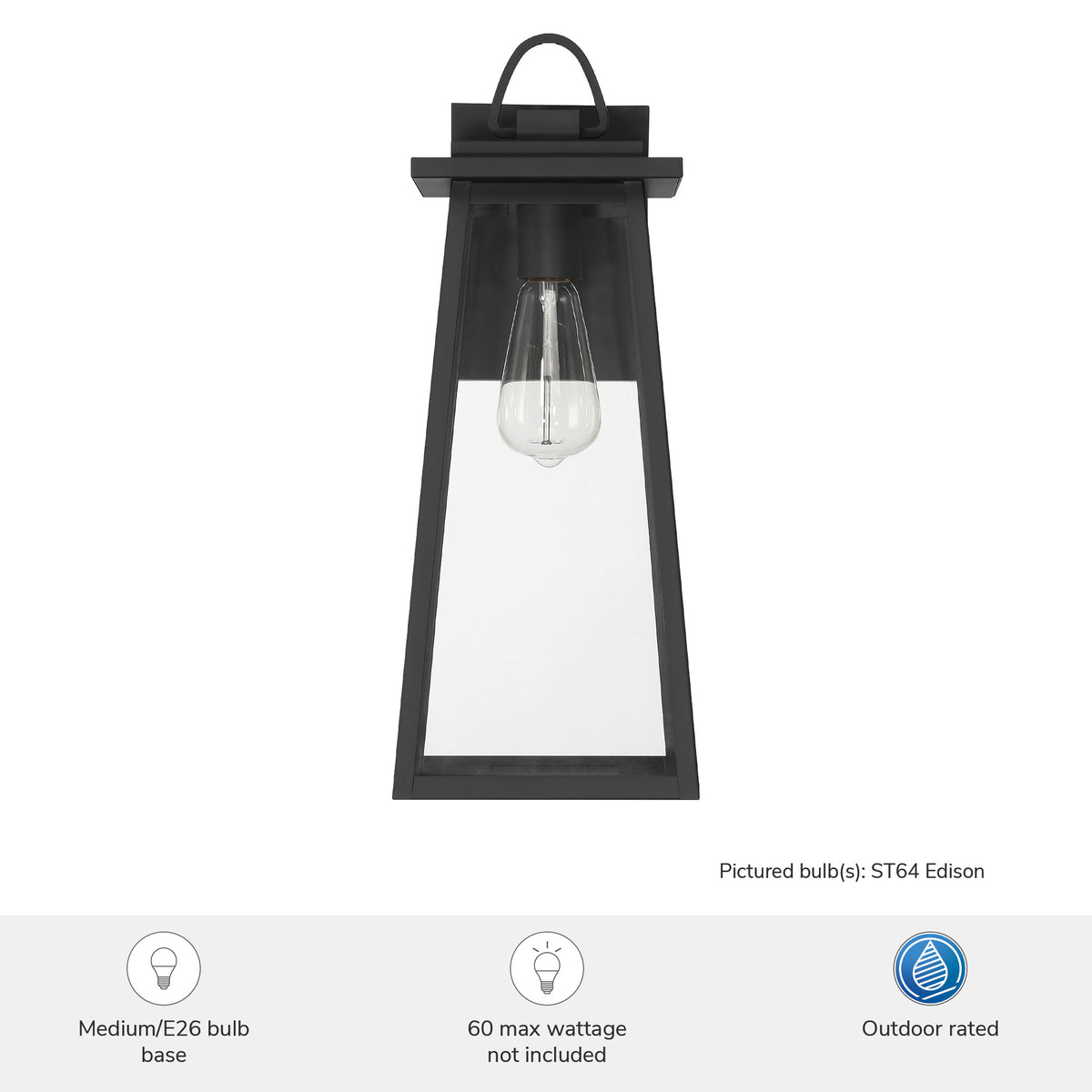 Ivory Dusk 18-inch 1-light Matte Black Outdoor Wall Light with Clear Glass