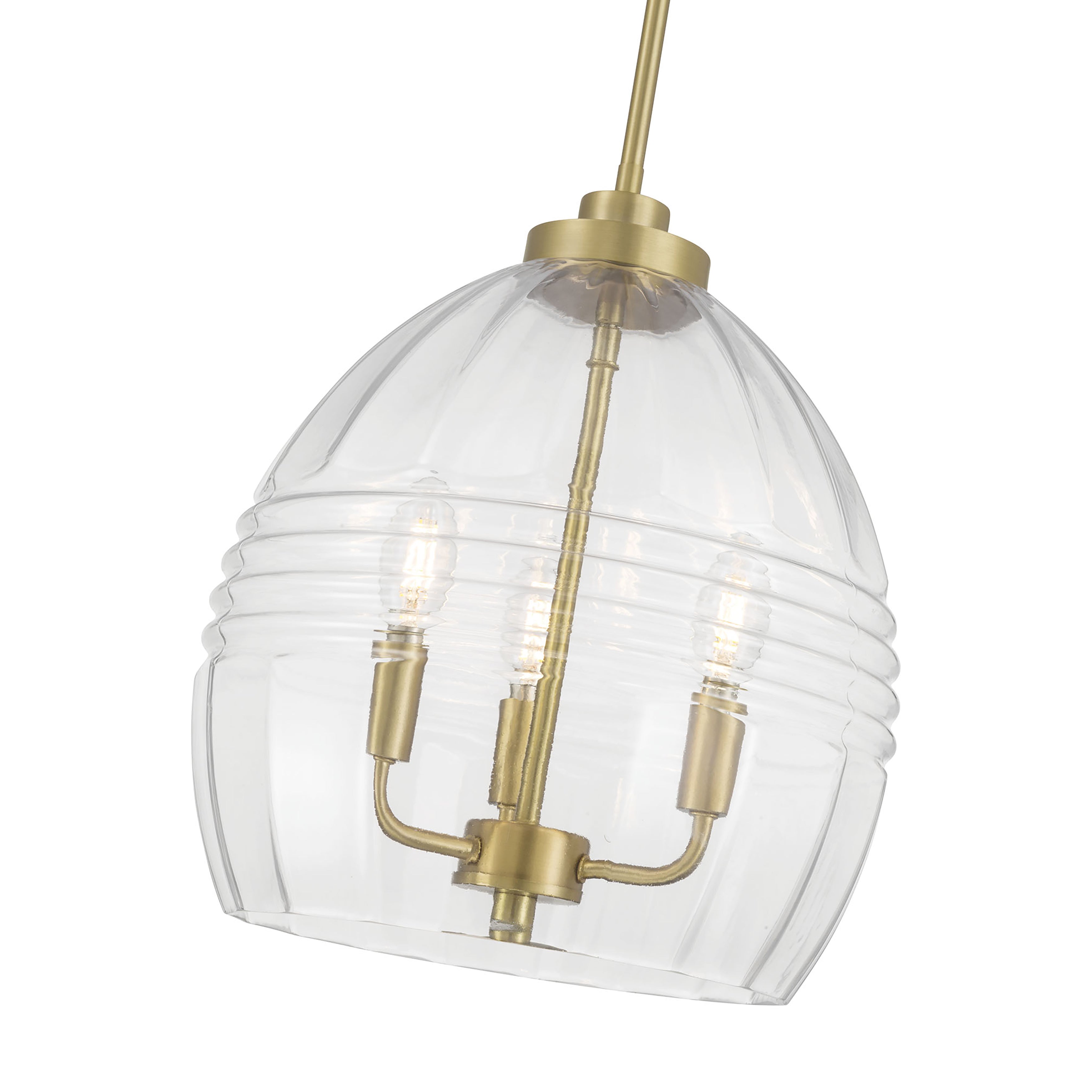 15.25'' Miravelle Vintage Brass 3 Light Pendant