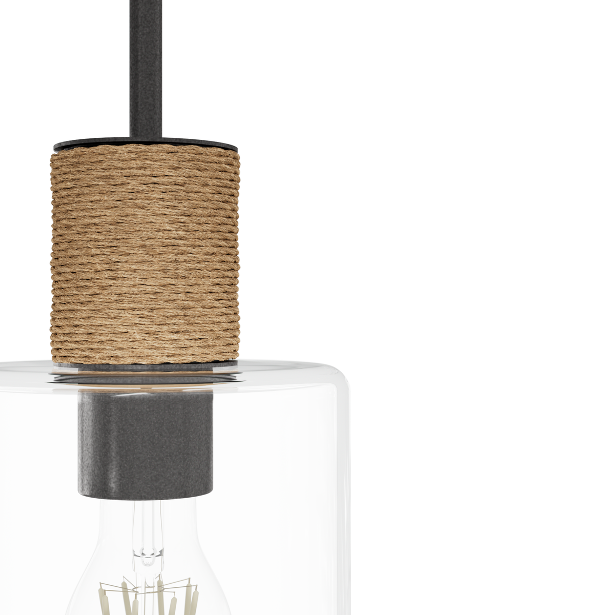 Vanning 6-inch 1-light Noble Bronze and Natural Sisal Rope Pendant with Clear Glass