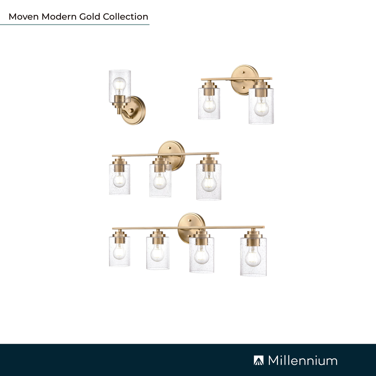 22'' Moven Modern Gold 3 Light Bath Vanity