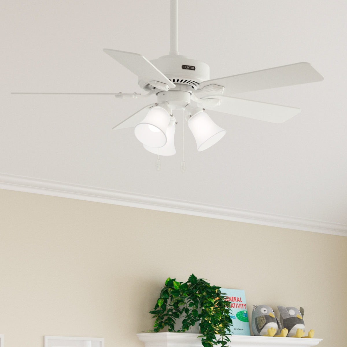 44 inch Swanson ENERGY STAR® Fresh White Ceiling Fan with LED Light Kit and Pull Chain